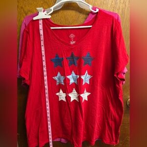 St. John's Bay Red Tee with Blue & White Star Graphic